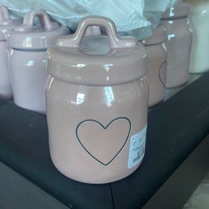 Rae Dunn pink mini heart canister